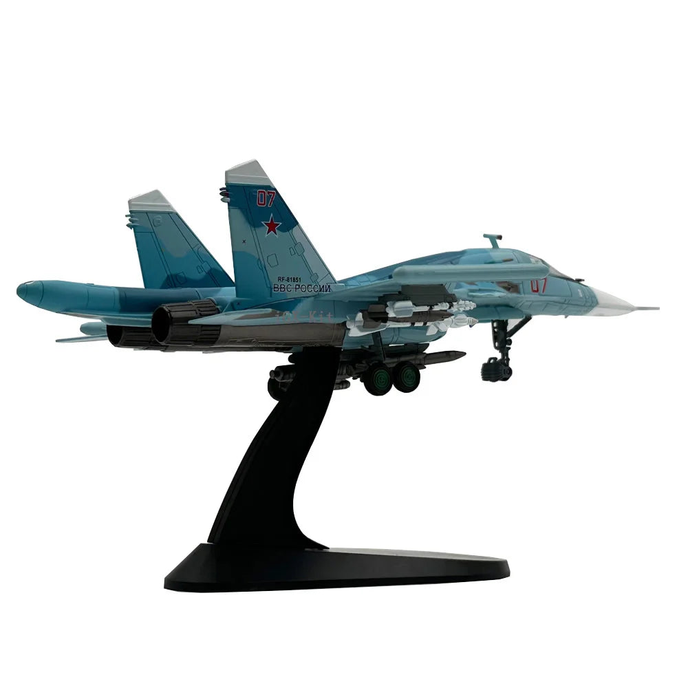 1/100 Scale Russian Sukhoi Cy-34 SU-34 SU34 Fullback Fighter Bomber Diecast Metal Military Plane Model Collection or Gifts