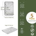 5/10-Pack 33x23cm Food-Grade Aluminum Foil Disposable BBQ Trays, Perforated for Meat Veg Seafood, Easy Outdoor Grilling Cleanup