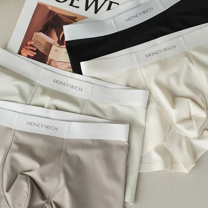 3PCS Men's Underwear 7A Bacteriostatic Cool Feeling Teenager Seamless Large Size Nude Comfortable Underwear Men