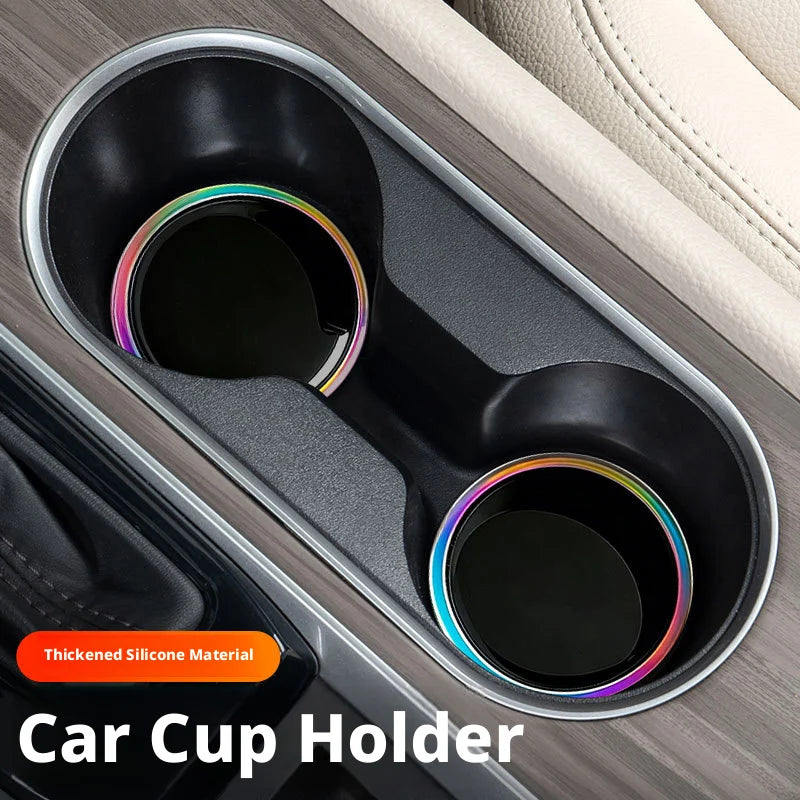 SEAMETAL 2pcs Car Water Cup Holder Mat Three-Layer Thickened Insert Car Cup Coaster Waterproof Universal Silicone Anti Slip Pad