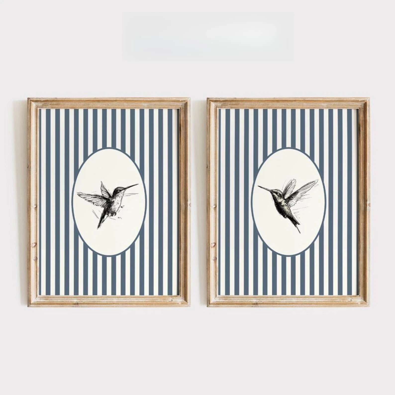 2pcs/set of Retro Hummingbird Animal Canvas Prints Minimalist Retro Bird Farmhouse Wall Art Posters for Living Room Home Decor