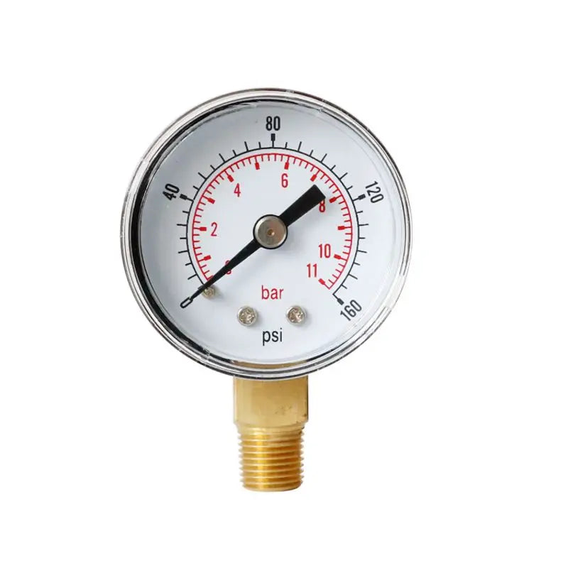 40mm Dual Scale Face Pressure Gauge 1/8" BSPT Bottom Mount 15/30/60/100/160/200/300 PSI & Bar for Air Gas Water Fuel Liquid