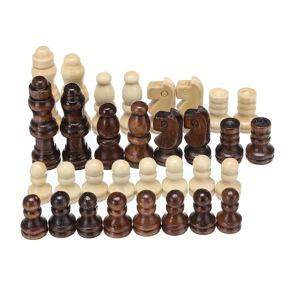 32pcs Wooden Chess Pieces Complete Chessmen wood Chess Set Chess Piece Accessories