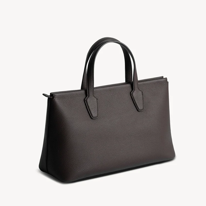 The Row Marcel Luxury Leather Briefcase, Minimalist Handbag with Premium Texture & Elegant High-End Look