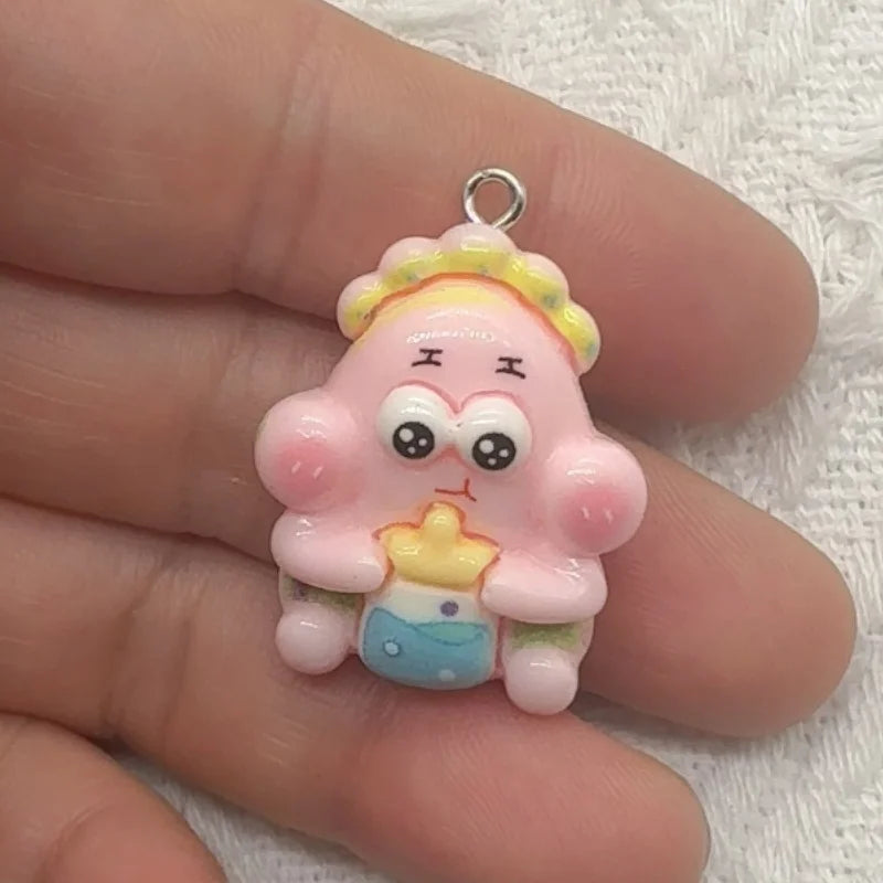 10pcs cartoon resin pendant, DIY jewelry making earrings, keychain accessories