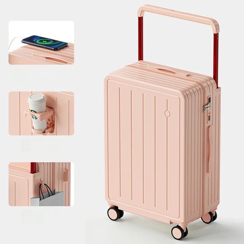 2025 New Wide Handle Luggage Small Carry-On Suitcase 20 Inch Travel Bag for Men And Women with Password Lock Trendy Polyester...