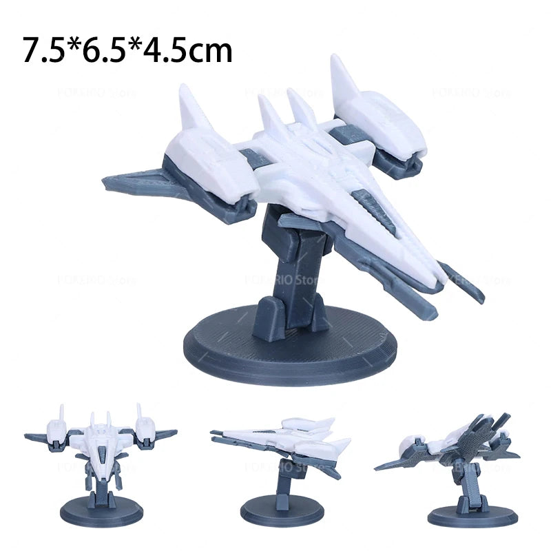 Mini War Machine Mecha Fighter Jet Series 3D Printed Starship Attack Helicopter Flutter Drone Movable Joints Assemble Models Toy