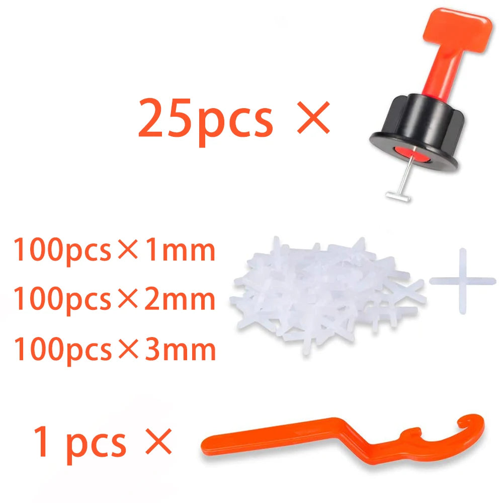 25pcs（300+25+1pcs） Tile Leveling System Tile Leveling Wedges Leveler Alignment Spacers Locator Floor Wall Clamp