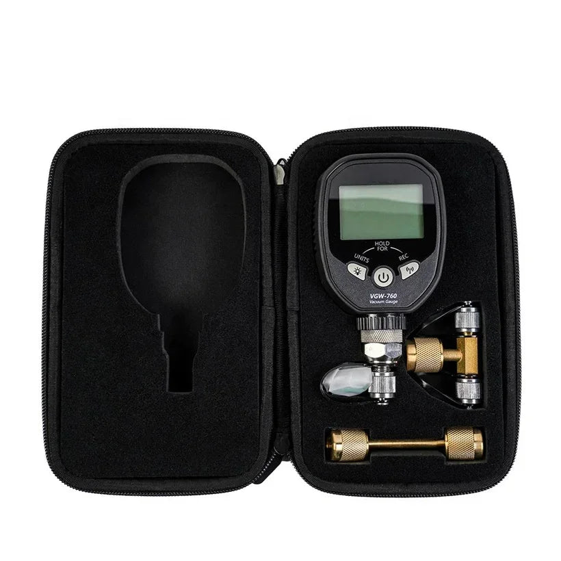 VGW-760 Wireless Digital Vacuum Gauge Bluetooth Micron Meter HVAC Refrigeration Vacuum Meter Leak Testing 1/4 SAE