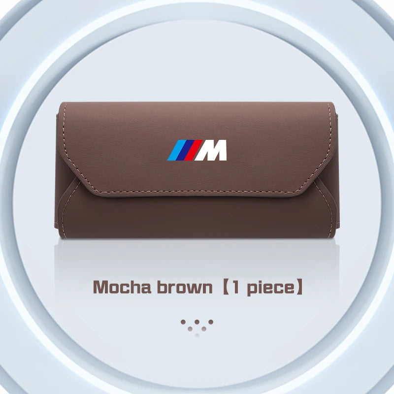 For BMW M M3 M5 E36 E39 E46 E60 E70 E90 E91 E92 F10 F40 G01 G70 Leather Car Visor Glasses Case Sunglasses Box Eyeglasses Storage