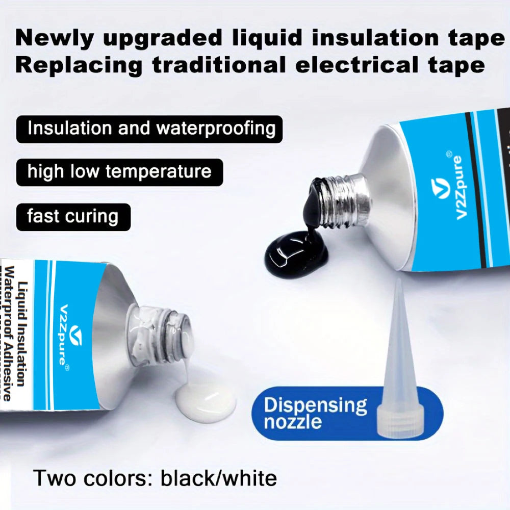 Black/White Liquid Electrical Tape Waterproof Insulation Paste Sealant Wire Cable Coat Fix Line Glue Repair Insulation Adhesive