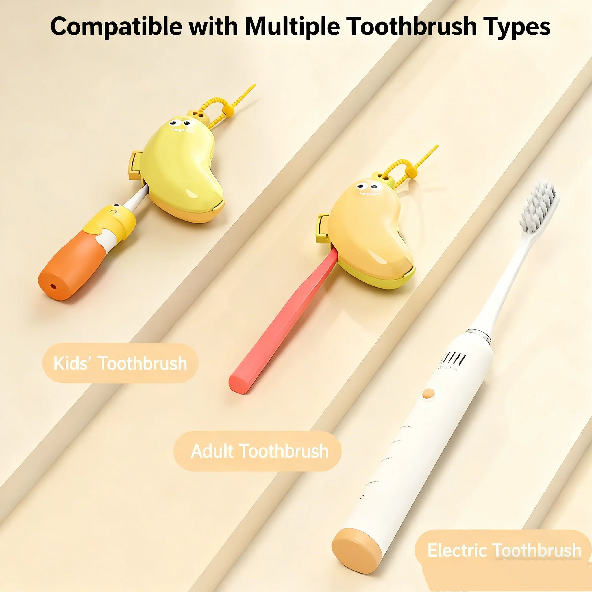 Compact Banana Toothbrush with Protective Cap and Toothpaste Storage Travel Essential Convenient Dental Care Accessory