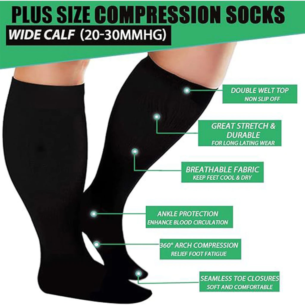 3 Pairs Plus Size Compression Socks Nurse Compression Socks Sport Ladies Lady Women Running