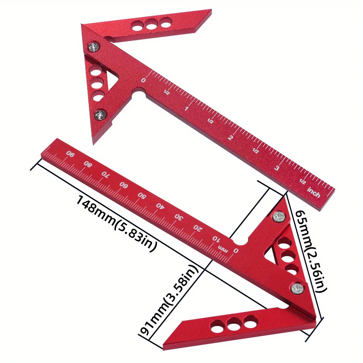 Carpenter Square Aluminum Square Protractor Center Finder Woodworking 3D Multi Angle Layout Measuring Ruler Center Scribe Gauge