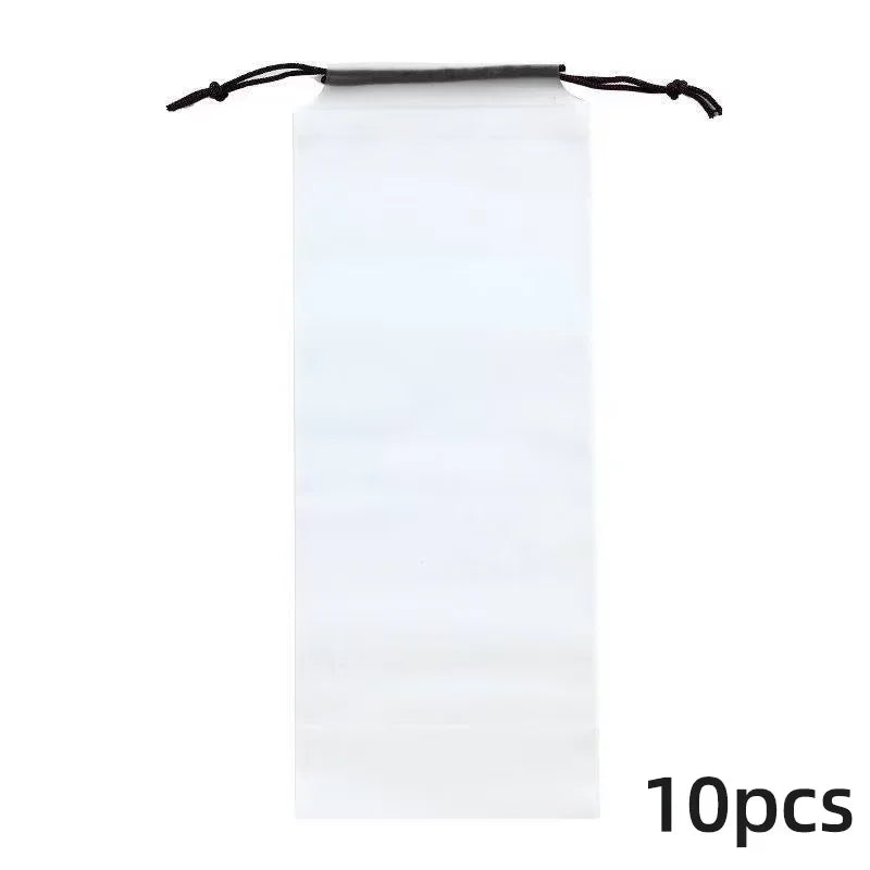 10pcs Beam Mouth Waterproof Umbrella Storage Bag Plastic Bag Drawstring Bag Translucent Bag Out Storage Vehicle-mounted Wet Bag