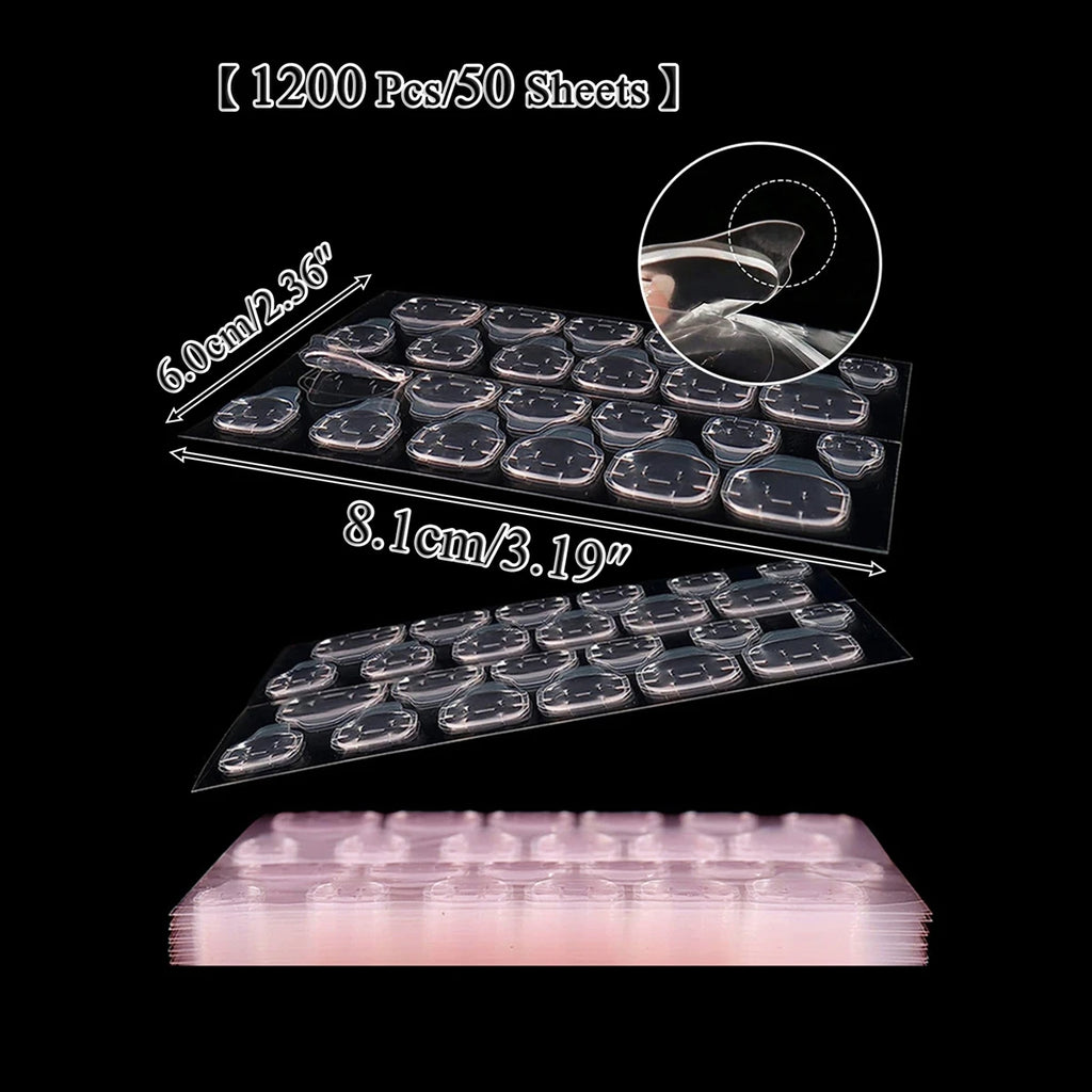 30 TO 160 Sheets Transparent Nail Adhesive Jelly Double-Sided Glue Stickers for Press On Nails & False Nails (24 Pills/Sheet)