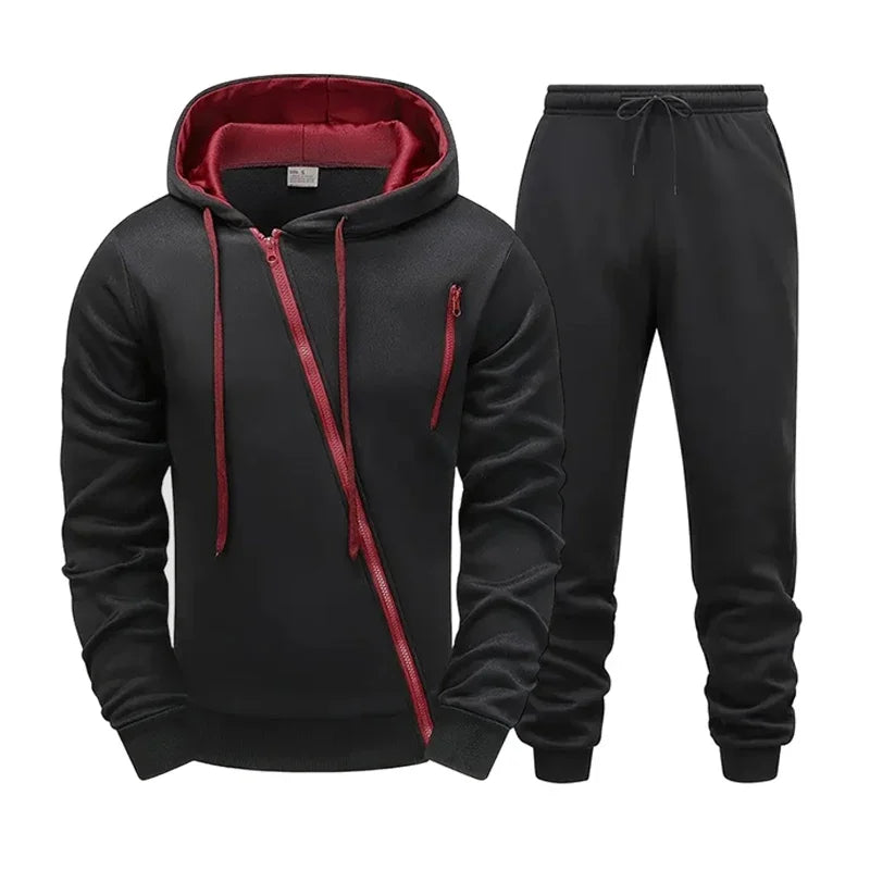 Men's Jacket Tracksuit Solid Color Casual Zipper Sweatshirts Coat Sports Jogging Hoodie Clothing Autumn Winter Single Tops Pants