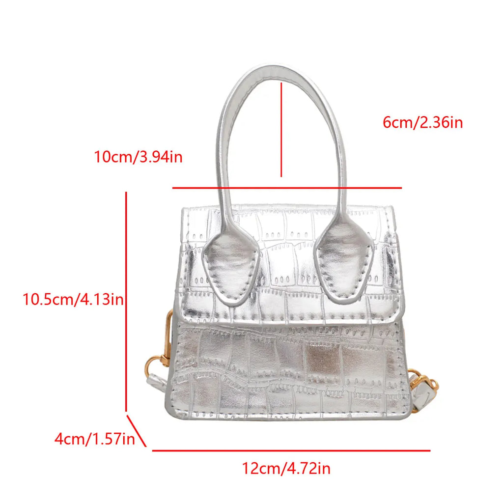 Candy Colored Stone Patterned Shiny Mini Flip Small Square Bag Shoulder Bag and Crossbody Bag Suitable for Commuting Gatherings
