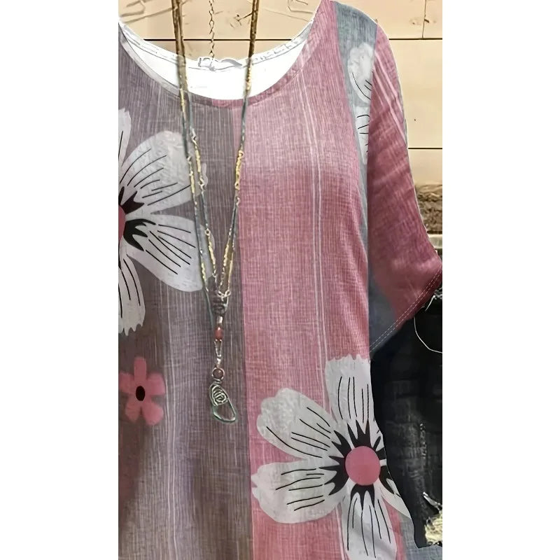 Plus Size 1XL-5XL New Spring Summer Women's Fashion Printed Round Neck Short Sleeved Tops T-shirt Women Casual Tops Clothing