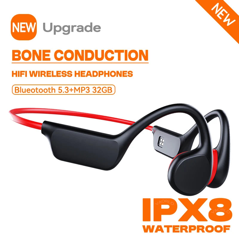 New True Bone Conduction IPX8  Waterproof  Swimming Headphones Wireless Earphone Bluetooth Sport Headset MP3 With Mic For Runnin