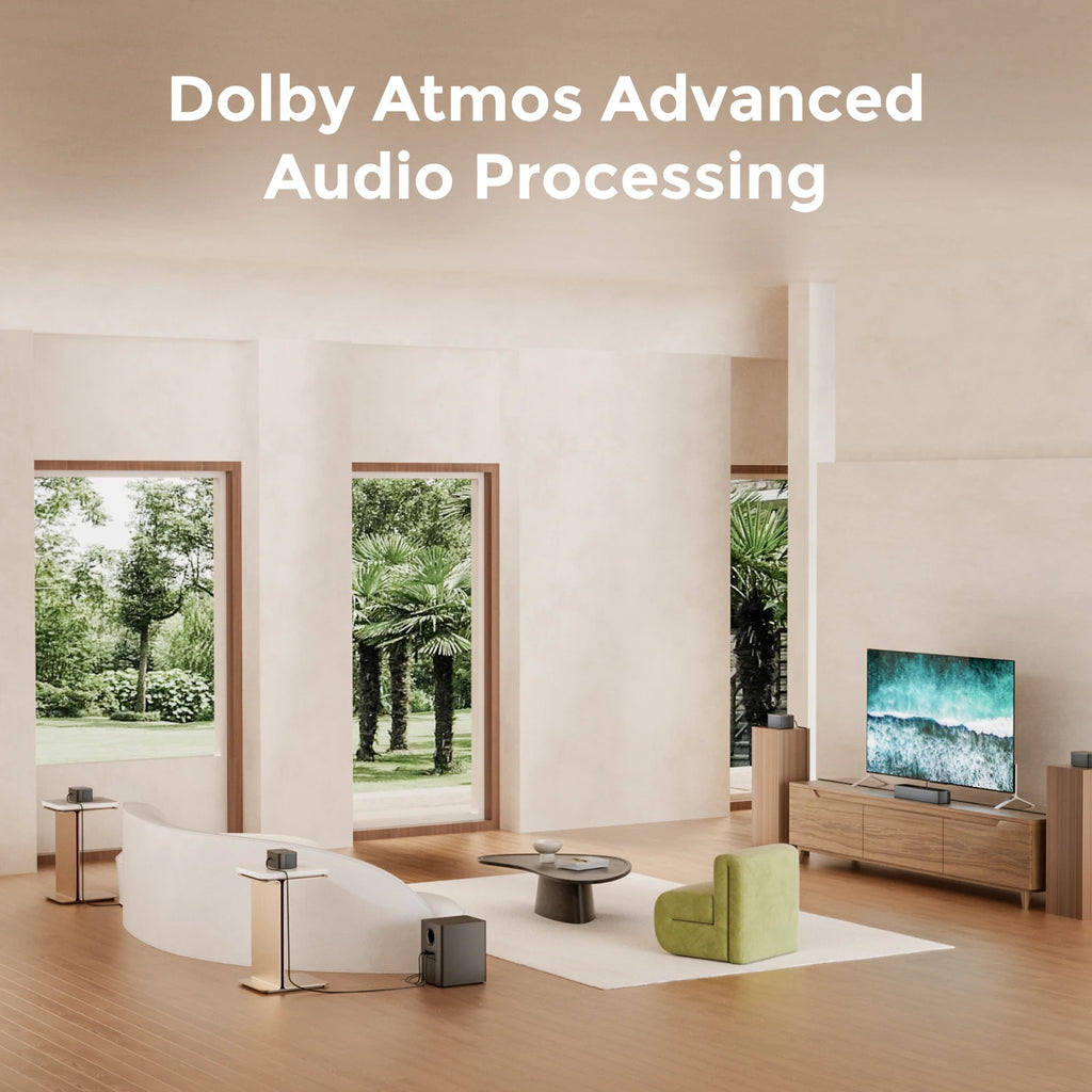 ULTIMEA Poseidon D80 Boom 7.1ch 500W Dolby Atmos Soundbar, Wireless Subwoofer & 4 Surround Speakers, Home Theater TV,APP Control