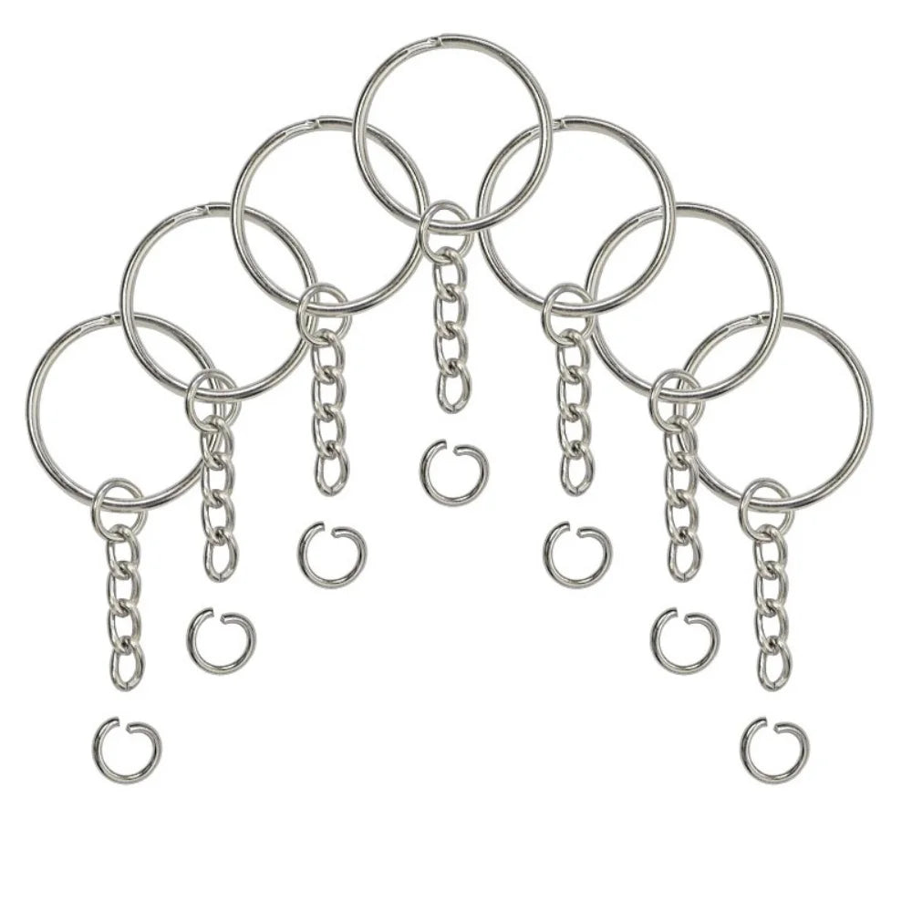 10/20/100Pcs Metal Blank Keyring Keychain With Split Jump Ring Connector DIY Women Men Jewelry Making Supplies Craft Accessories