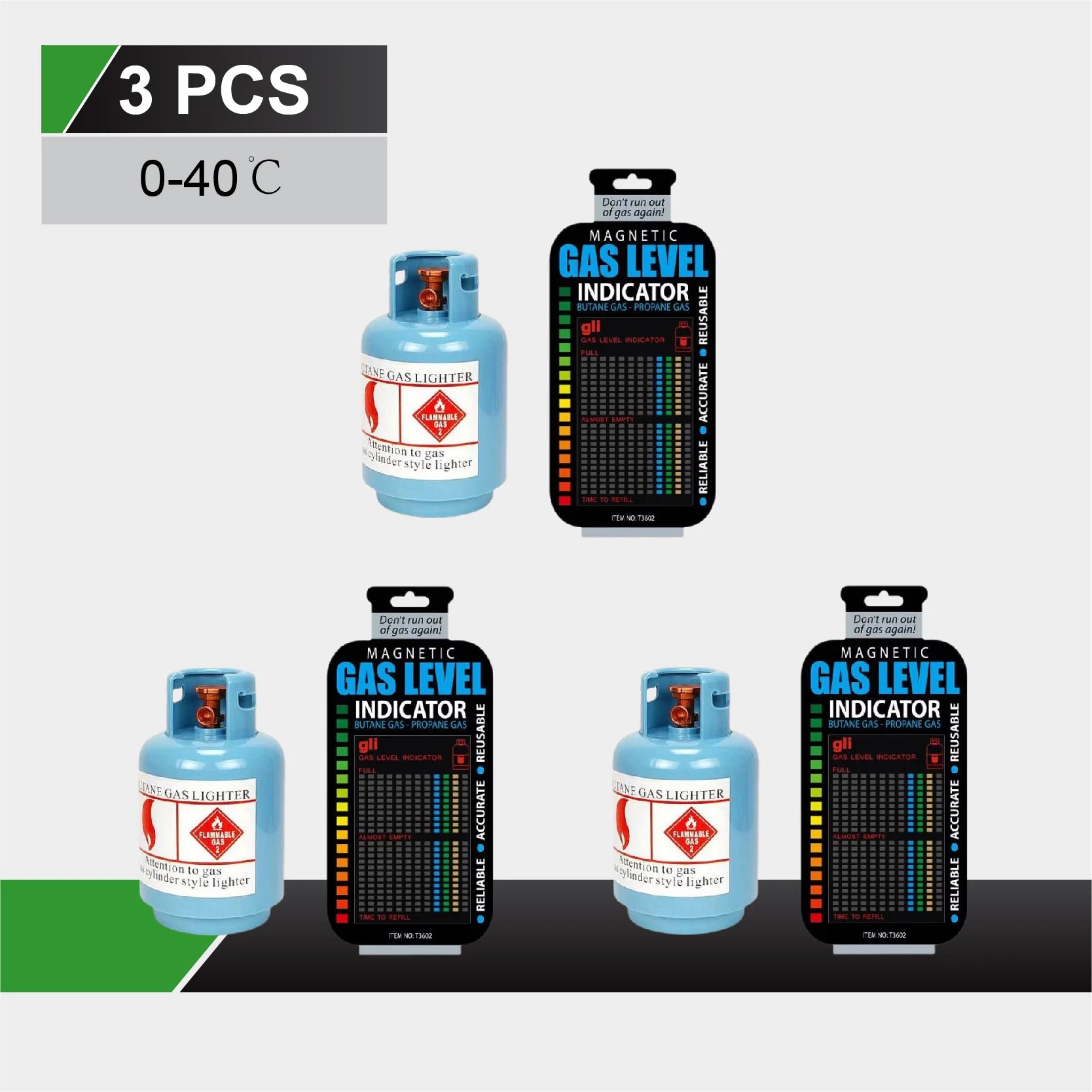 LPG Gas Level Indicator Magnetic Card Tank Gauge Sticker Gas Bottle Level Indicator Temperature Sensitive