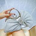 2025 Luxury Women French Shiny Bow Wedding Party Evening Handbag Fashion Designer Handmade Diamond-encrusted Banquet Clutch Bag