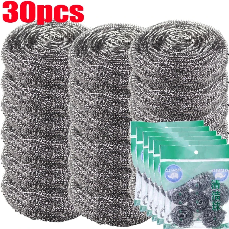 Steel Wire Dishwashing Ball Stainless Steel Heavy Duty Wire Steel Cleaning Ball Pots Pans Dishes Rust Removal Cleaner Brushes