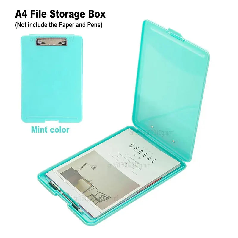 A4 Paper File Document Storage Box With Folder Clip Writing Board WordPad Office School Stationery Holder Organizer Case 8 Color