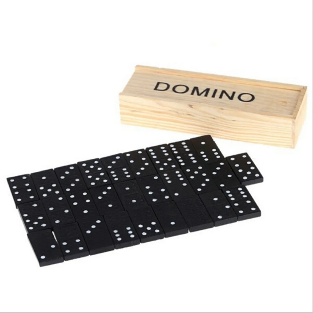 28 Pcs Black Dominoes Wooden Box With Black Dominoes Wooden Board Game Teaching Aids Party Game Children's Day Gift