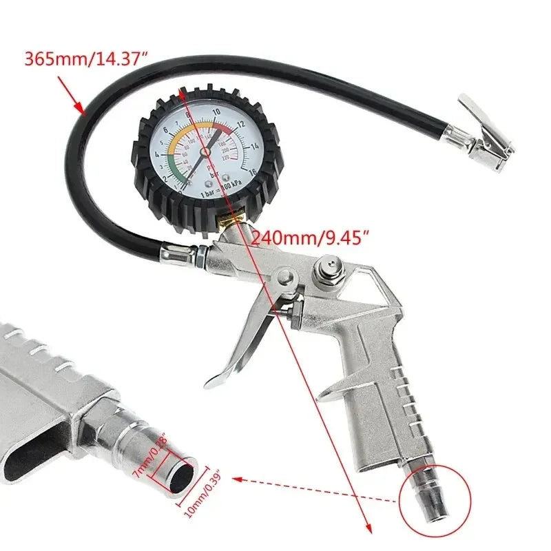 Car & Motorcycle Tire Pressure Monitoring Kit 220PSI with Gauge Tester Air Compressor Dial Meter Inflator Pump