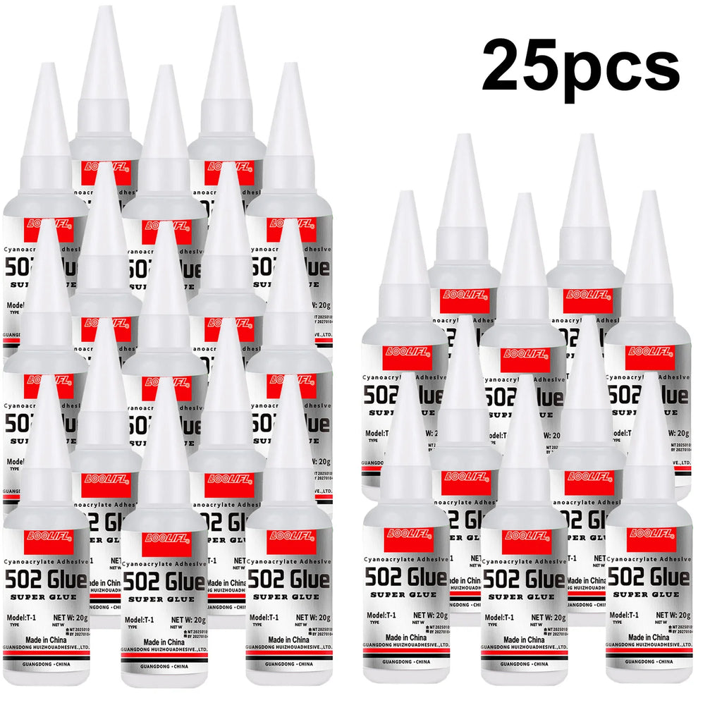 Loolifl 1-25 Pieces 502 Strong Instant-Drying Cyanoacrylate Glue for Leather, Rubber, Wood, Metal, Strong Liquid Adhesive Tool