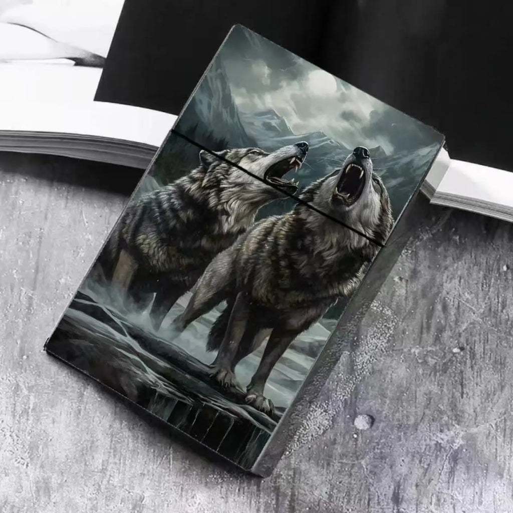 Ins Style Animal Print Cigarette Case for 20 King Size | 2-in-1 Card Holder& Crushproof Box | Cool Gift with Wild Pattern Design
