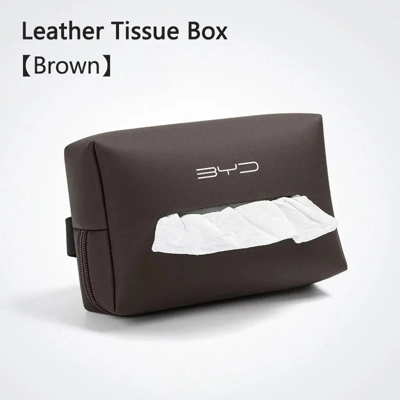 Car PU Leather Tissue Box Gift Set for BYD Seal Dolphin Yuan Plus Seal U Frigate 07 Tang EV Han EV Song Pro Auto Accessories