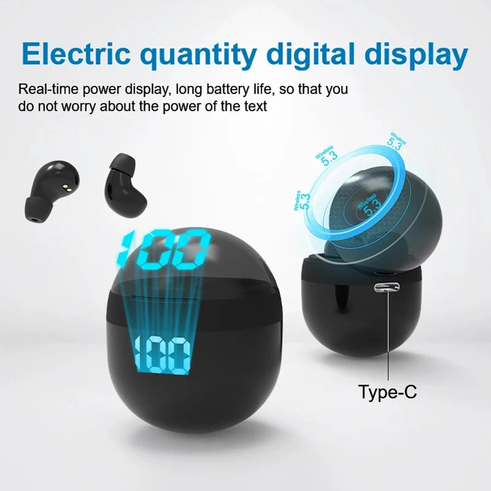 Mini Invisible Sleep Wireless Earbuds BT 5.3 Headphones Digital Display Charging Case Ultra Comfortable for Side Sleepers Wear