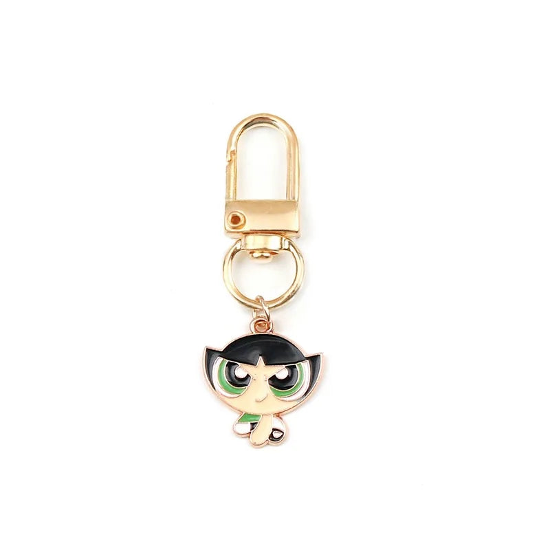 6pcs alloy drip oil cartoon girl keychain, suitable for bag hanging accessories, the best choice for gifts