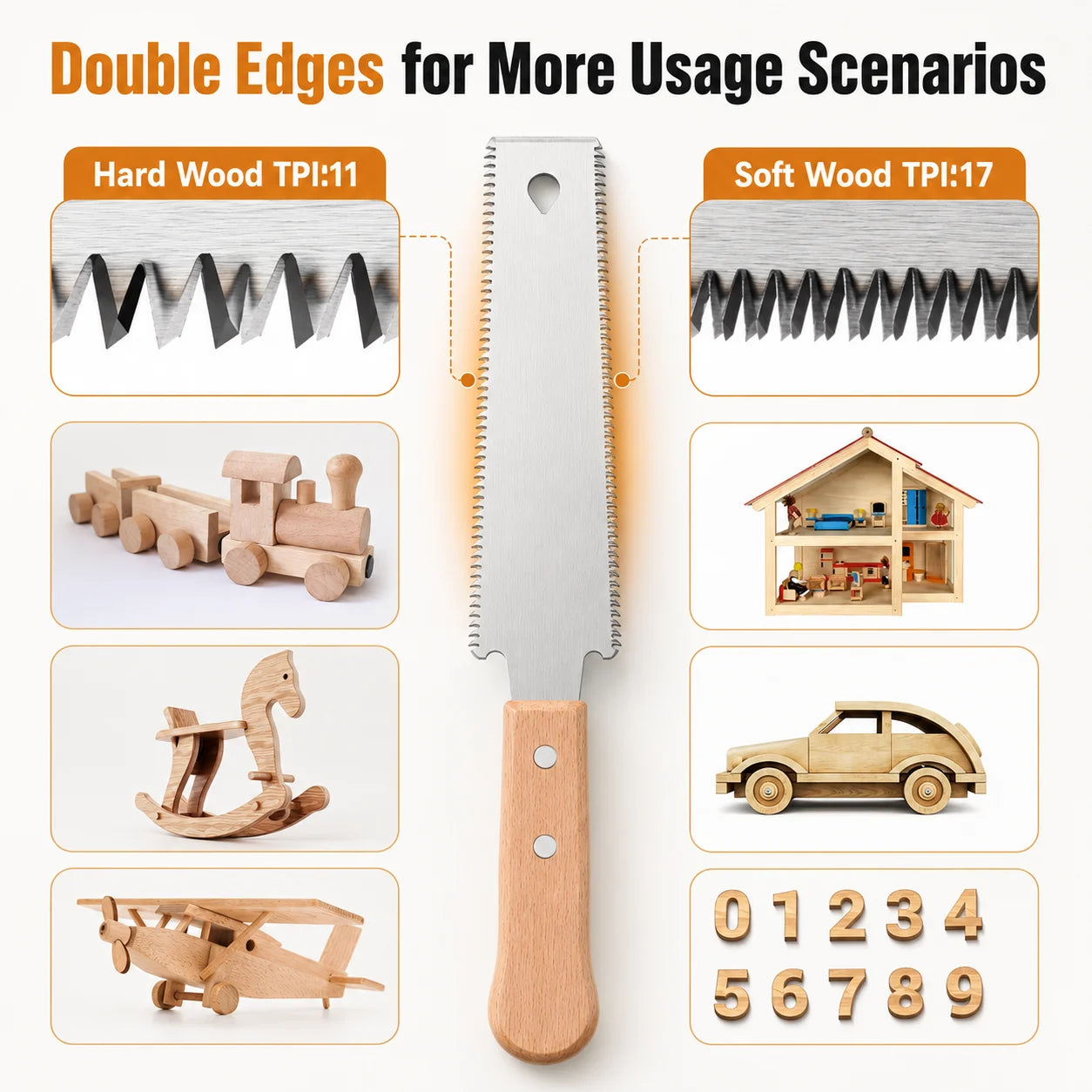 1pc Japanese Double-Edged Hand Saw, SK5 Steel 6-Inch Fine-Tooth Pull Saw for Carpentry Gardening, Portable Mini Woodworking Tool