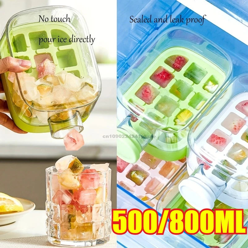 Large Capacity Ice Cube Maker Water Bottle Silicone Tray with Straw for Juice Beverage Cooling Stackable Design Durable Plastic