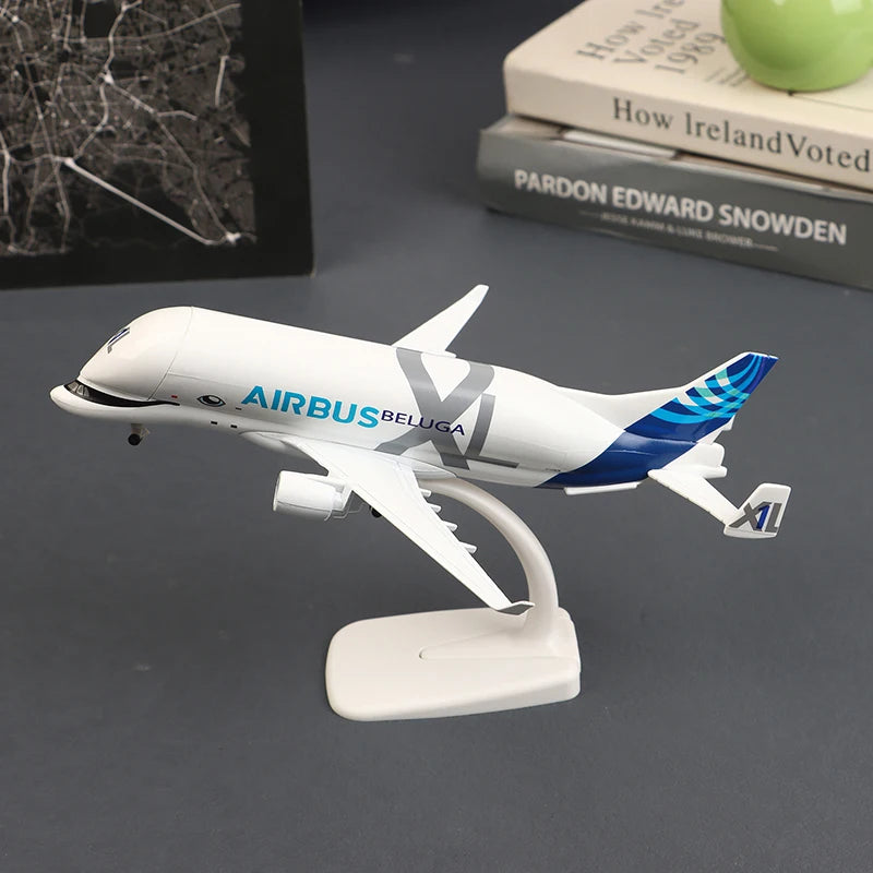 1Pc White Whale Transport Aircraft A300-600 Beluga Airlines Model Aircraft Transport Beluga Alloy Casting Airplane Toy Model#