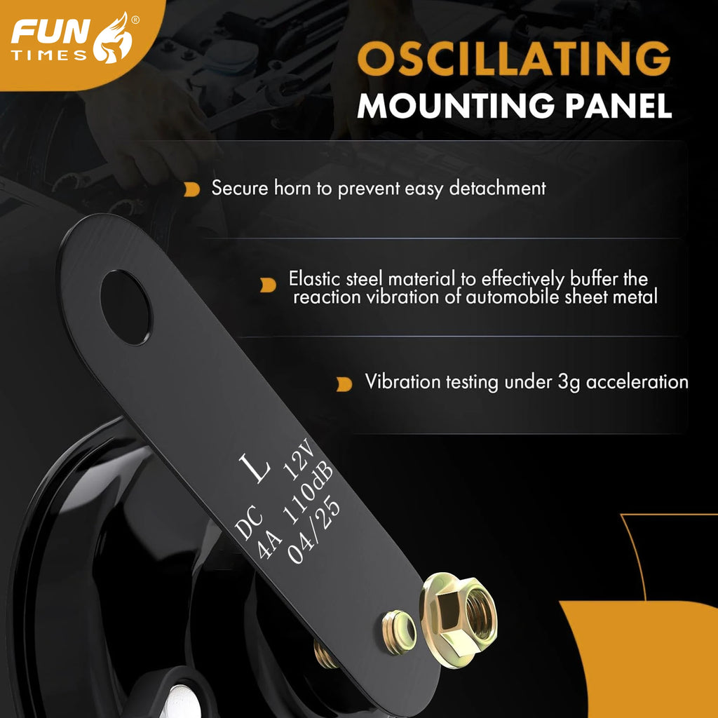FUNTIMES Snail Horn Motorcycle Aftermarket Horn Dual-Tone High-Decibel Siren Electric Horn