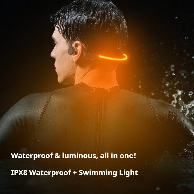 TOP 1 Sports Swimming Bone Conduction Headphones Bluetooth 6.0 IPX8 Waterproof Earphones 32GB MP3 Night Light Fitness Riding Run
