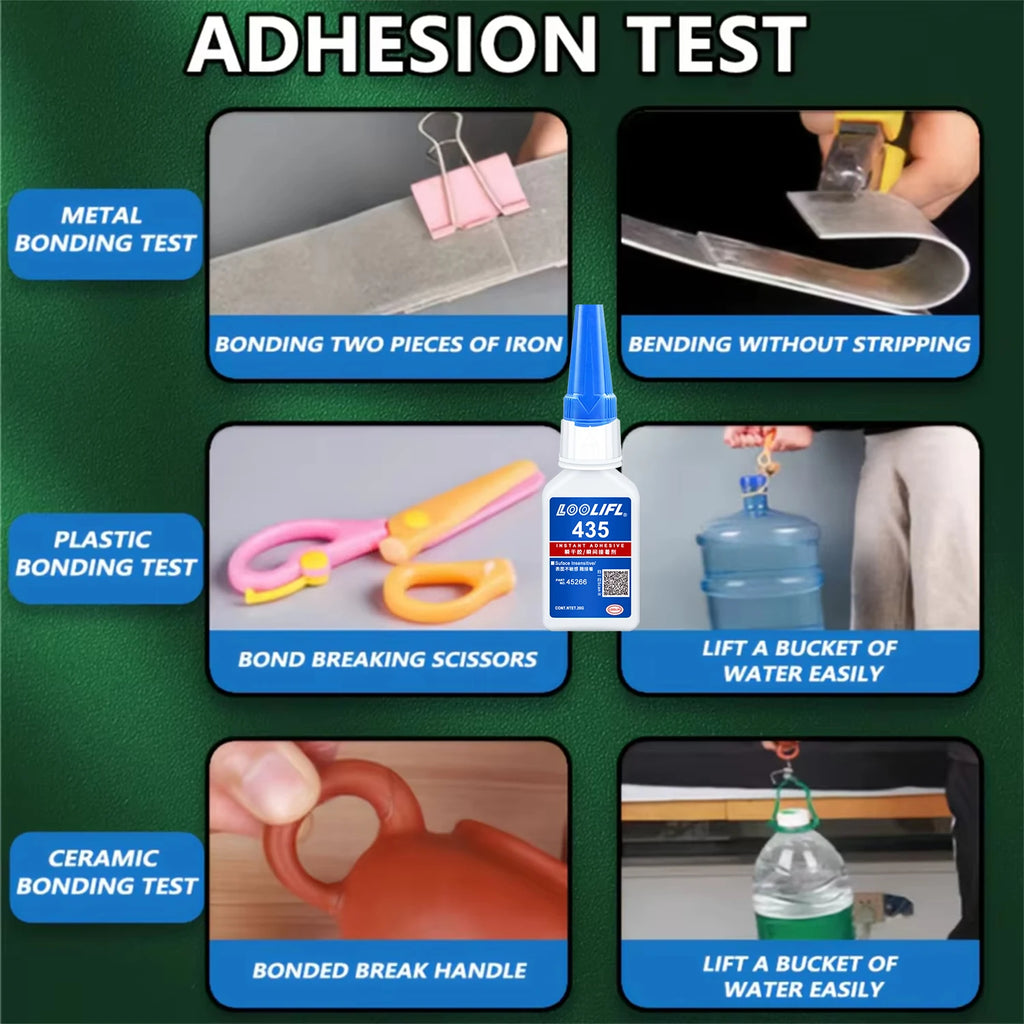 LOOLIFL 435 Multi-Purpose Super Glue Cyanoacrylate Adhesive Instant Fast Adhesive Rubber Wood Glass Stronger All Bonding Tool