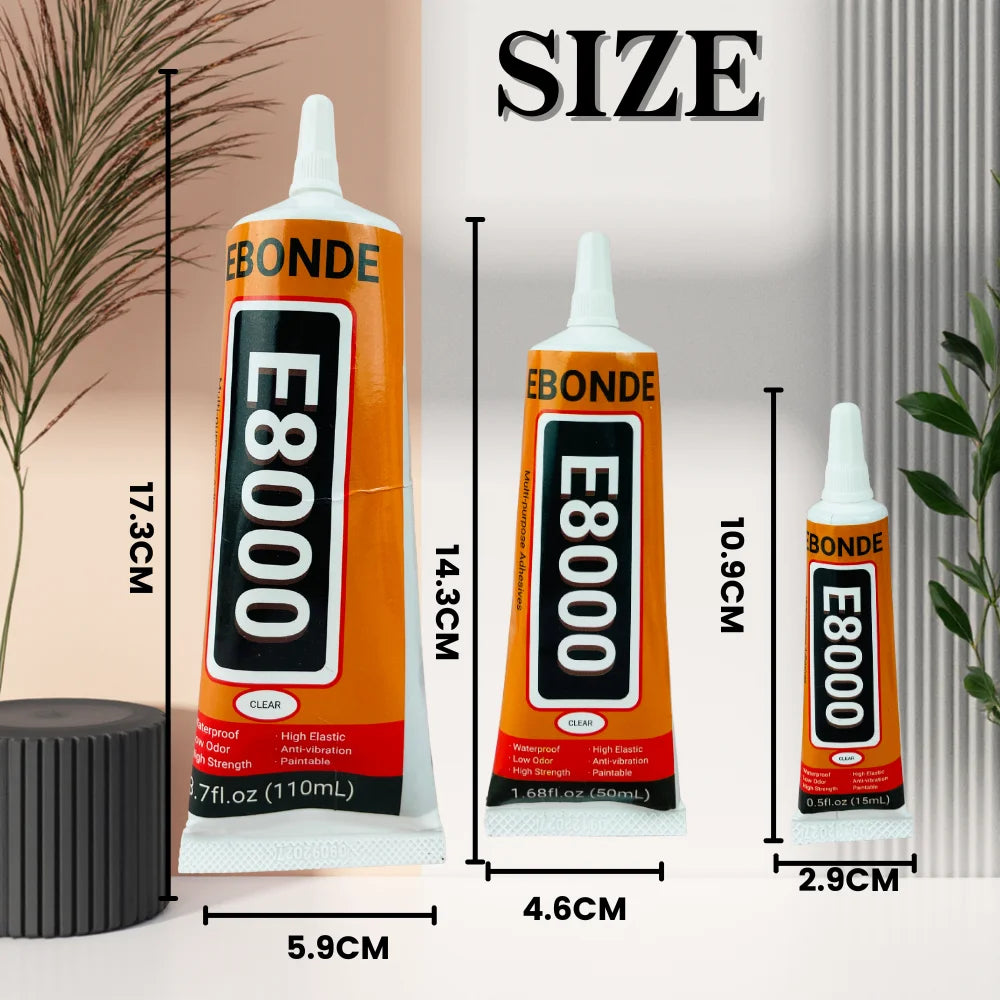 E8000 Clear Contact Phone Repair Adhesive E-8000 Fabric Cloth Multi-Purpose Glue with Precision Applicator 15ML 25ML 50ML 110ML