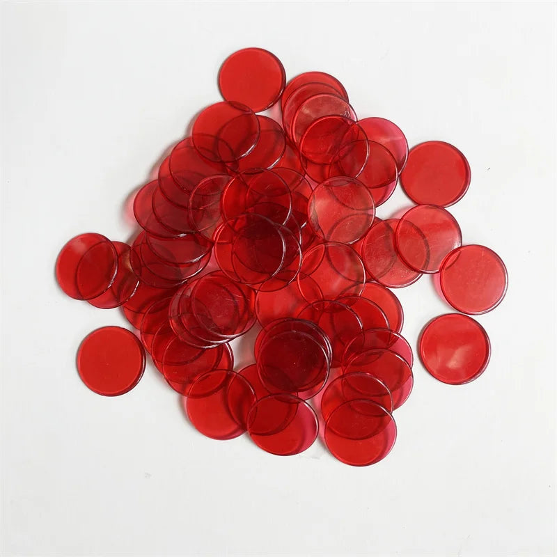 100pcs 19mm Transparent Chips Plastic Counting Supplies Counters For Maths Board Game Token