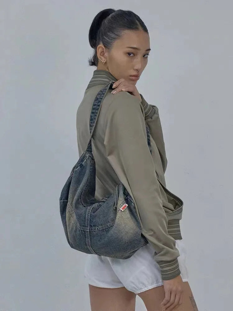Washed Denim Shoulder Bag Women Handbags Large Capacity Shopping Bag Big female Crossbody Bags Soft Jeans Casual Totes Underarm