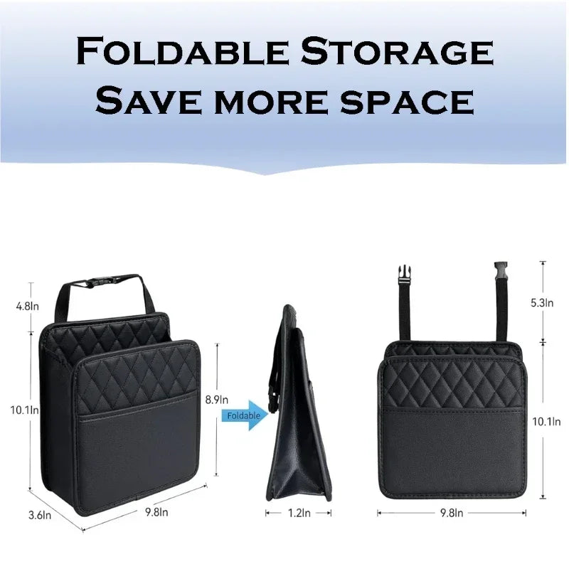 Car Backseat Storage Bag Large Capacity Leather Pocket Automobile Hanger Organizer Collector Adjustable Leather Bags for Vehicle