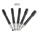 5pcs Nail Punch Set Hammerless Hammer Punch Spring Tool Hammerless Nail Center Holes Punch Woodwork Drill Bit Door Pin Removal