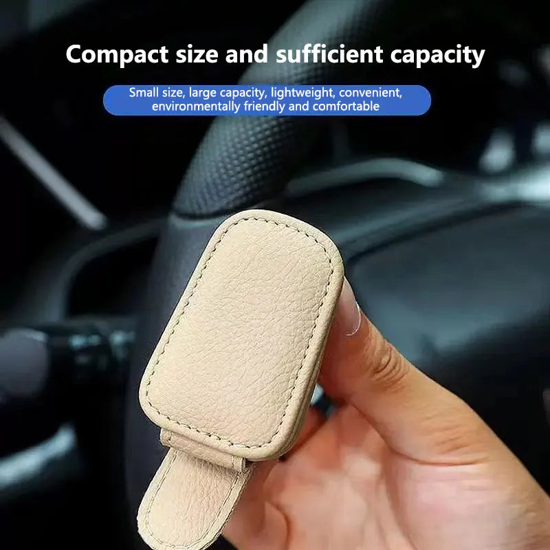 Universal Car Sunglasses Clip Suitable for Car Sunshades Magnetic Leather Sunglasses Clip Ticket Clip Sun Visor Car Accessories