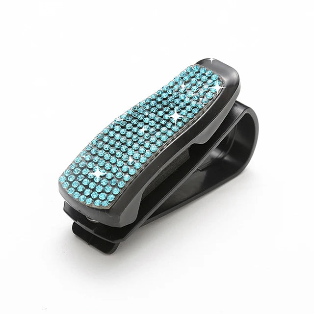 Car Sun Visor Sunglasses Clip Diamond Glasses Holder Eyeglasses Clips Card Ticket Holder Fastener Glasses Case Auto Accessories